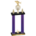 Double Purple Carbon Fiber Third Place Fishing Trophy
