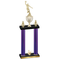 Double Purple Carbon Fiber Third Place Basketball Trophy