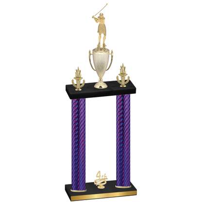Double Purple Carbon Fiber Fourth Place Golf Trophy