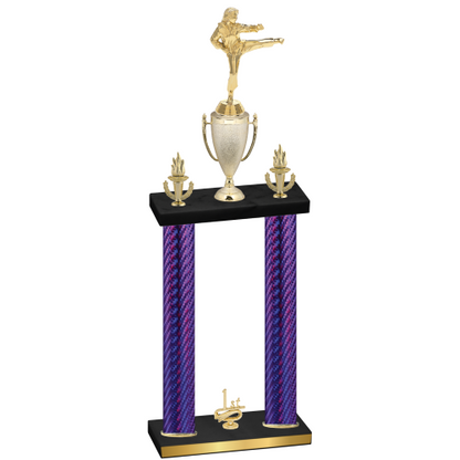 Double Purple Carbon Fiber First Place Karate Trophy
