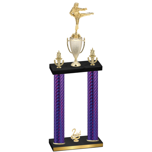 Double Purple Carbon Fiber Second Place Karate Trophy