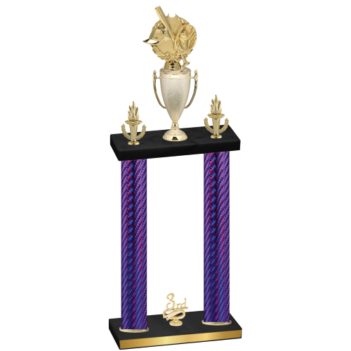 Double Purple Carbon Fiber Third Place Baseball Trophy