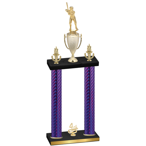Double Purple Carbon Fiber Fourth Place Baseball Trophy
