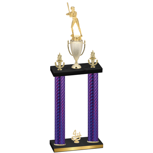 Double Purple Carbon Fiber Fourth Place Softball Trophy