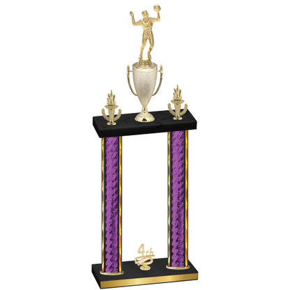 Double Purple Glacier Fourth Place Volleyball Trophy