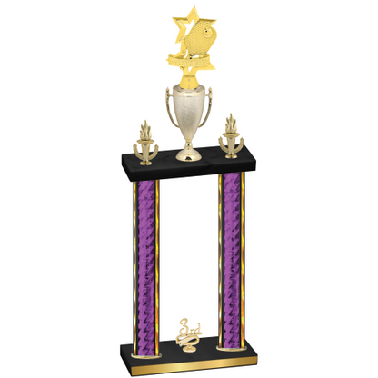 Double Purple Glacier Third Place Pickleball Trophy