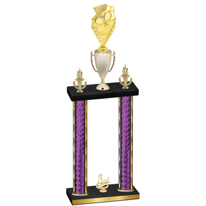Double Purple Glacier Third Place Pickleball Trophy