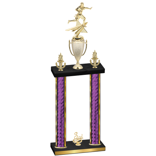 Double Purple Glacier Third Place Flag Football Trophy