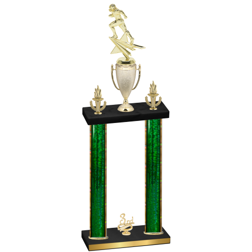 Double Green Glacier Third Place Football Trophy