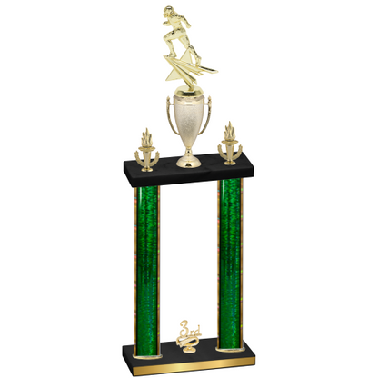 Double Green Glacier Third Place Football Trophy