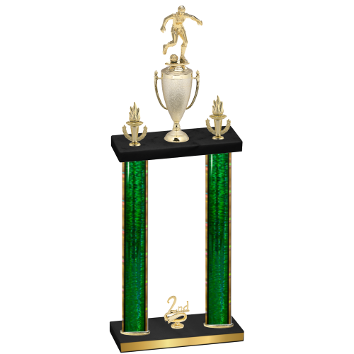 Double Green Glacier Second Place Soccer Trophy