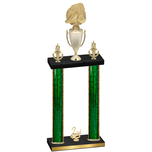 Double Green Glacier Second Place Soccer Trophy