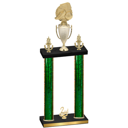 Double Green Glacier Second Place Soccer Trophy