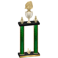 Double Green Glacier Third Place Soccer Trophy