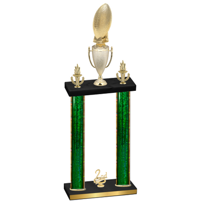 Double Green Glacier Second Place Football Trophy