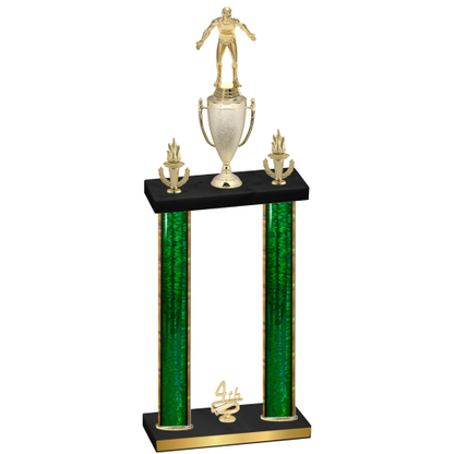 Double Green Glacier Fourth Place Wrestling Trophy