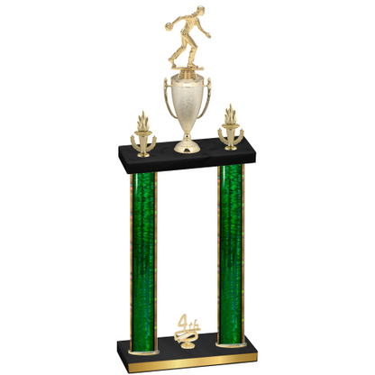 Double Green Glacier Fourth Place Bowling Trophy
