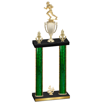Double Green Glacier Fourth Place Football Trophy