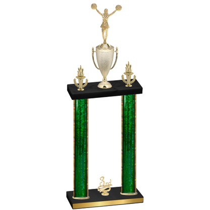 Double Green Glacier Third Place Cheerleading Trophy