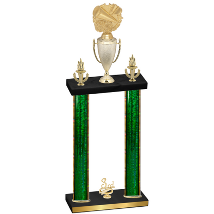 Double Green Glacier Third Place Cheerleading Trophy