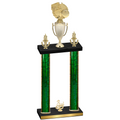 Double Green Glacier Third Place Basketball Trophy