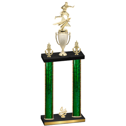 Double Green Glacier Fourth Place Flag Football Trophy