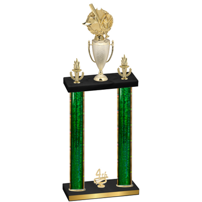 Double Green Glacier Fourth Place Baseball Trophy