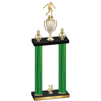 Double Green Carbon Fiber Year Soccer Trophy