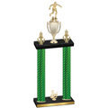 Double Green Carbon Fiber Third Place Soccer Trophy