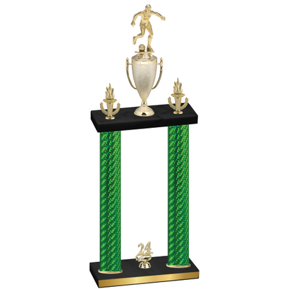 Double Green Carbon Fiber Year Soccer Trophy