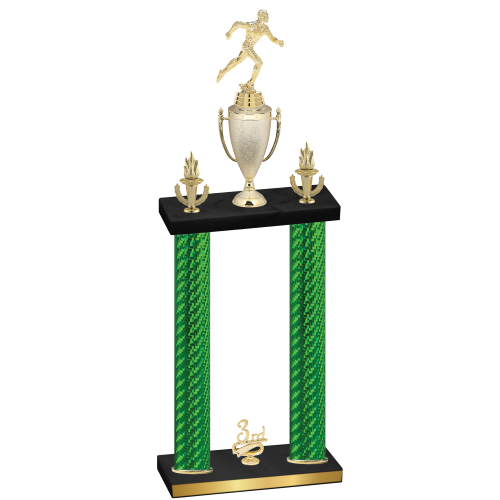 Double Green Carbon Fiber Third Place Running Trophy