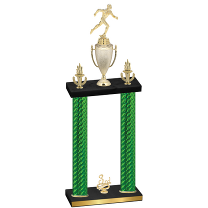 Double Green Carbon Fiber Third Place Running Trophy