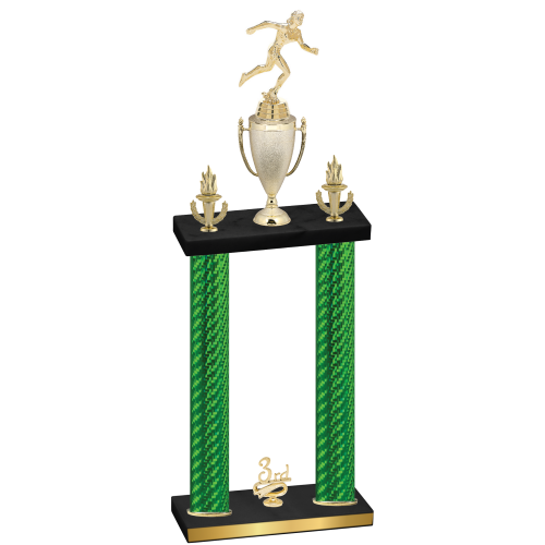 Double Green Carbon Fiber Third Place Running Trophy