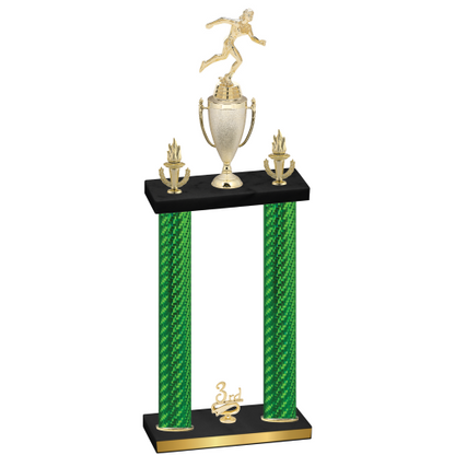 Double Green Carbon Fiber Third Place Running Trophy