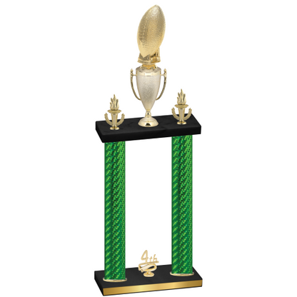 Double Green Carbon Fiber Fourth Place Football Trophy