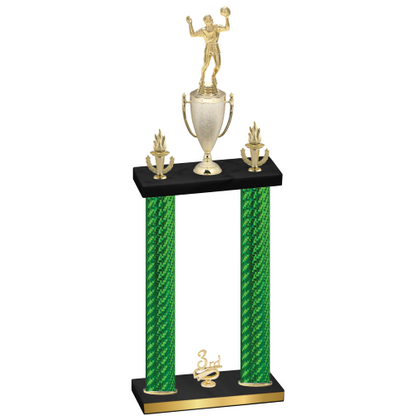 Double Green Carbon Fiber Third Place Volleyball Trophy