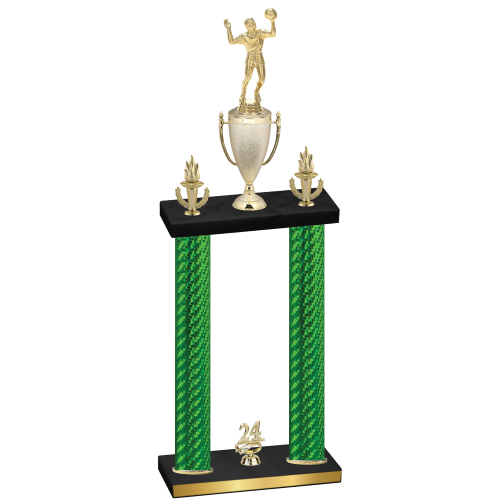 Double Green Carbon Fiber Year Volleyball Trophy