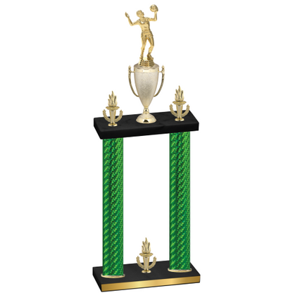 Double Green Carbon Fiber Victory Volleyball Trophy