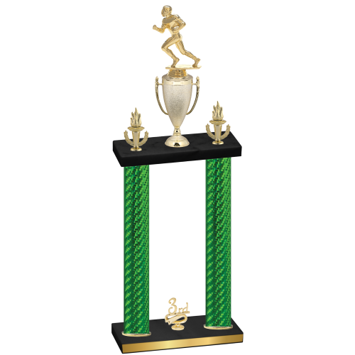 Double Green Carbon Fiber Third Place Football Trophy
