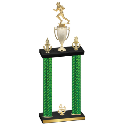 Double Green Carbon Fiber Fourth Place Football Trophy