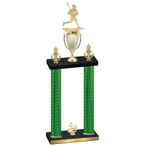 Double Green Carbon Fiber Fourth Place Lacrosse Trophy