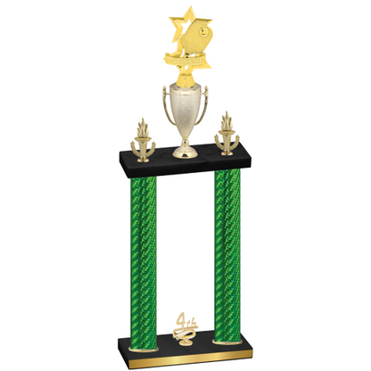 Double Green Carbon Fiber Fourth Place Pickleball Trophy