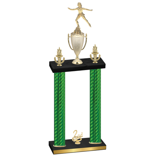 Double Green Carbon Fiber Second Place Skater Trophy