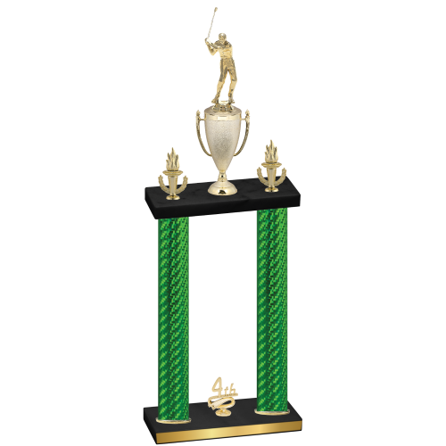Double Green Carbon Fiber Fourth Place Golf Trophy