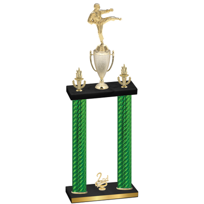 Double Green Carbon Fiber Second Place Karate Trophy