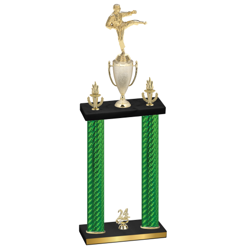Double Green Carbon Fiber Year Karate Trophy