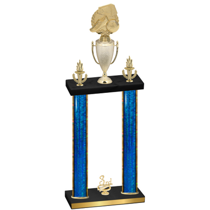 Double Blue Glacier Third Place Soccer Trophy