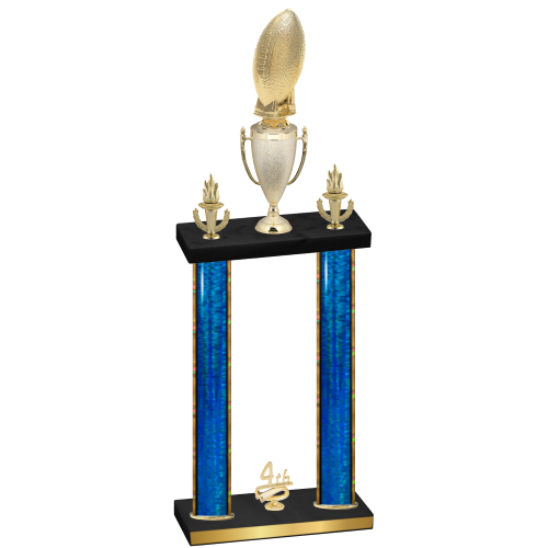 Double Blue Glacier Fourth Place Football Trophy