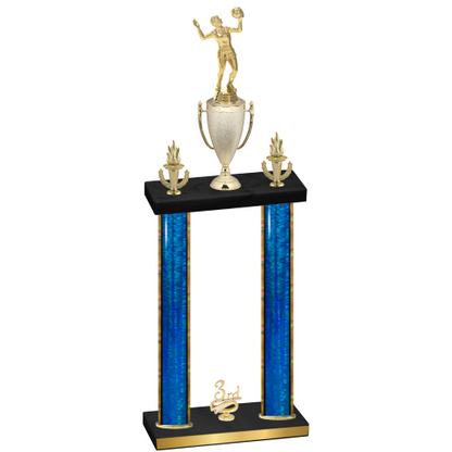Double Blue Glacier Third Place Volleyball Trophy