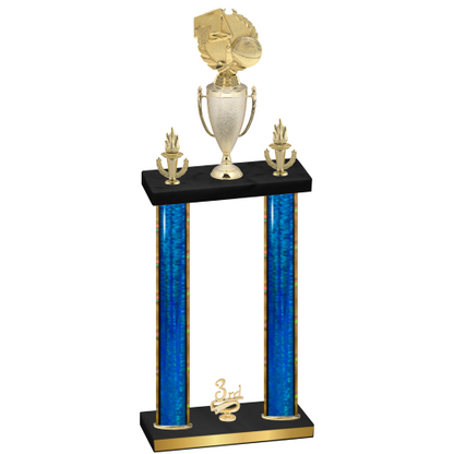 Double Blue Glacier Third Place Basketball Trophy